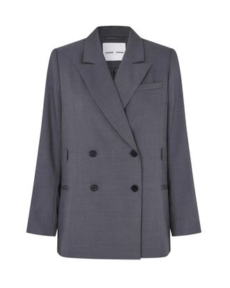 Sams&oslash;e & Sams&oslash;e Sahelly Lead Gray Melange Double-Breasted Blazer