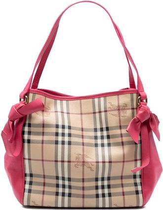 Burberry Pre-owned Burberry Small Leather Trimmed Haymarket Check Coated Canvas Canterbury Bow Tote Ladies WCK0EXIHHQS1UCUL