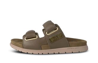 Woden Women Lisa Leather Sandals In Dark Olive