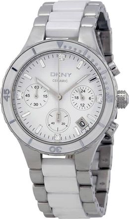 DKNY Chronograph Wite Dial Steel and Ceramic Bracelet Ladies Watch NY8502