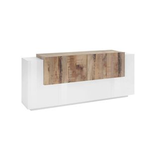 Dmora Aparador efecto madera blanco brillante, arce 200x45h86 cm