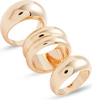 Open Edit Set of 3 Domed Rings in Gold at Nordstrom Rack, Size 9