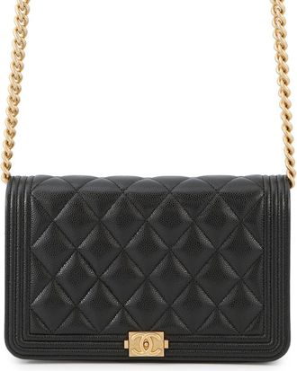 Chanel Matelasse Black Grained Calfskin Chain/Shoulder Wallet (Pre-Owned)