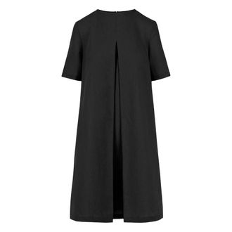 Bomboogie Vestido acampanado de lino - Dresses - Mujer - Negro - S