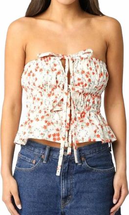 Olivaceous Grace Ruffled Top In Orange Floral Print