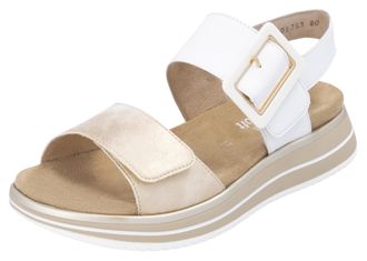 Remonte Keilsandalette REMONTE, Damen, Gr. 36, beige (wei&szlig;, creme), Leder, Lederimitat, metallic, Schuhe Keilsandalette, Sommerschuh, Riemchensandale mit komf