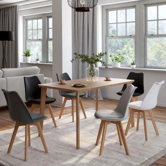 IDMarket Idmarket - Lote de 6 sillas escandinavas sara mezcla de colores gris claro, blanco, gris oscuro x2, negro x2