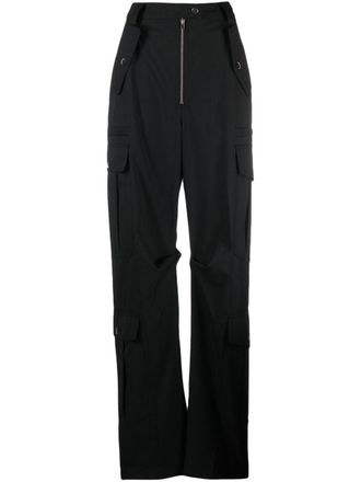Christopher John Rogers wide-leg crepe cargo trousers - Black