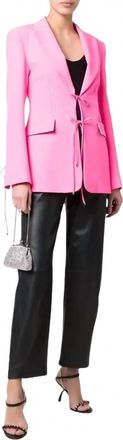 Blumarine Peak-Lapels Lace-Up Blazer In Pink