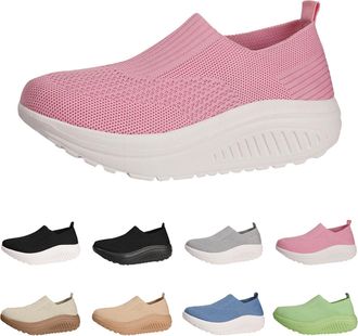 Generic Womens Mesh Casual Running Shoes Knit Slip On Platform Wedge Sneakers for Women Non Slip Workout Tennis Athletic Jogging Walking Shoes Lightweight Arc