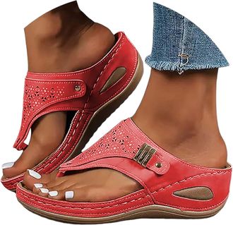 Generic Wedge Flip Flops Women UK Orthopedic Flip Flops Wedge Sandals for Women Wide Fit Summer Slides Beach Shoes Toe Post Slippers Lightweight Orthopedic Sa