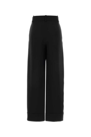 Giorgio Armani Womens Black Crepe Wide-Leg Pant Nero Exterior: Silk Pantaloni