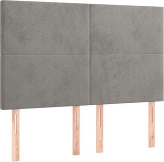 vidaXL Cabecero Con Luces Led Terciopelo Gris Claro 144x5x118/128 Cm Vidaxl