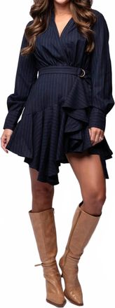 En Saison Prudence Surplice Mini Dress In Navy White