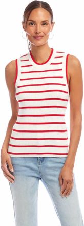 Karen Kane Sheila Stripe Ribbed Tank Top In Red And White