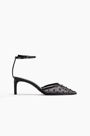 H&M Mesh-Pumps mit dekorativem Strass - Schwarz