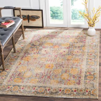Safavieh Granada Machine Made Area Rug, Light Grey / Multi Traditional Style Easy Care