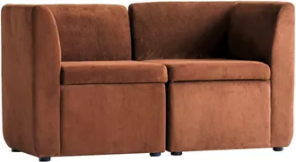 Nordlys Sofá modular de 2 plazas en terciopelo acanalado terracota