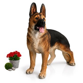 Relaxdays Relaxdays Figura Perro Jard&iacute;n Pastor Alem&aacute;n 114&times;40&times;91 Cm Poliresina, Resistente Exterior, Marr&oacute;n/negro
