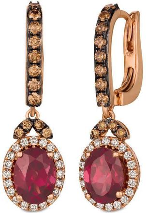 Le Vian Ladies Raspberry Rhodolite Earrings set in 14K Strawberry Gold