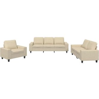 vidaXL Juego De Sof&aacute;s 3 Piezas Tela Color Crema Vidaxl