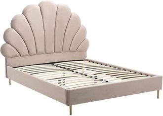 Vente-Unique Vente-unique - Letto conchiglia 160 x 200 cm Velluto Beige - livaya