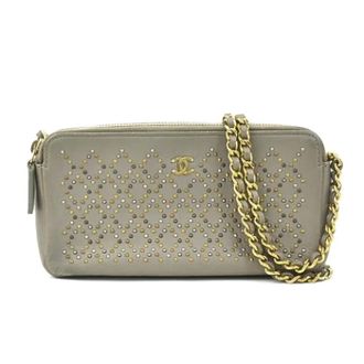 Chanel Pre-owned Cross Body Bags, female, Gray, Size: ONE SIZE Pre-owned Leather shoulder-bags