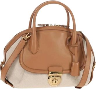 Ferragamo Pre-owned Handbags, female, Beige, Size: ONE SIZE Pre-owned Canvas Handbag
