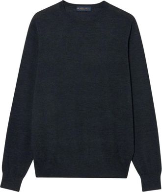 Brooks Brothers Truien & Vesten, Heren, Grijs, L, Wol, Merino Wol Trui met Ronde Hals