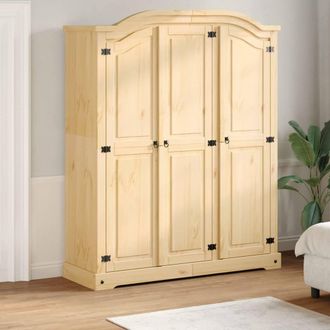 Berkfield Home Wardrobe Corona 151.5x52x186 cm Solid Wood Pine in Brown