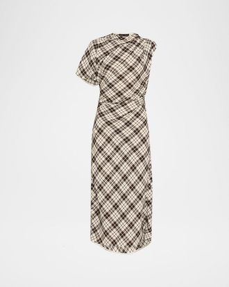 Proenza Schouler Hallie Crinkled Plaid Dress