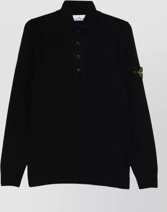 Stone Island wool mock neck buttoned sweater
