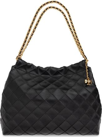Tory Burch Fleming Drawstring Tas - Dames - Schoudertassen - Zwart - ONE Size - Leer - Tassen