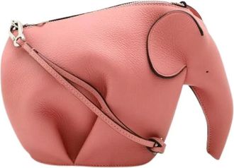 Loewe Pre-owned Cross Body Bags, female, Pink, Size: ONE SIZE Pre-owned Leather Elephant Mini Crossbody Bag