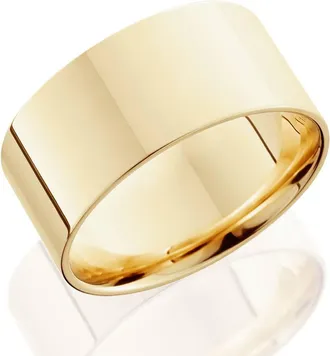 Pompeii3 10mm Flat High Polished Wedding Band 10K Yellow Gold Size Selectable