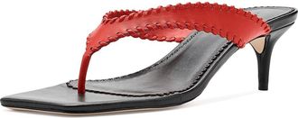 Cinq &agrave; Sept Frankie Kitten Heel Sandals Womens Sandals Bisou/Black : 10.5 M, Leather