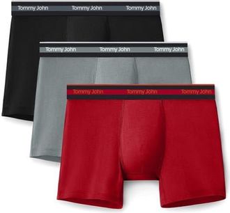 Tommy John 3-Pack Comfort Micro 6-Inch Boxer Briefs in Black, Turbulence, Haute Red at Nordstrom, Size Xx-Large