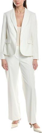 Le Suit 2pc Pinstripe Shawl Collar Jacket & Wide Leg Pant Set