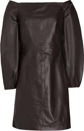 8 by YOOX LEATHER PUFF-SLEEVE MINI DRESS