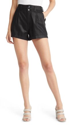 Paige Pleated Mayslie Coated Short In Midnight Oiled