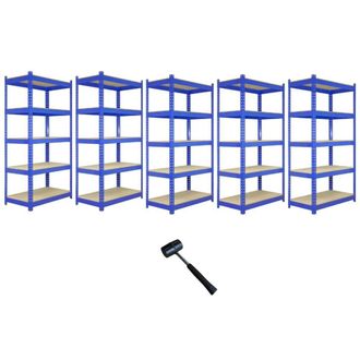 MonsterShop 5 x Q-Rax Blue Metal Racking Units 90 x 50 x 180cm | Size: 90 x 50 x 180 cm