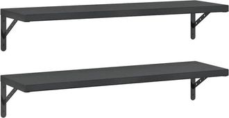 vidaXL Wall Shelves 2 pcs 100x30 cm Black Stainless Steel Vidaxl