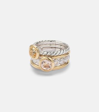 David Yurman Anello DY Mercer in oro 18kt e argento sterling con pietre preziose