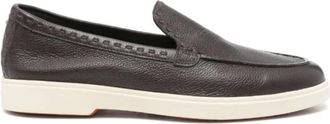 Santoni Bruin Leren Loafers met Rubberen Zool - Dames - Loafers - Bruin - 39 EU - Leer - Schoenen