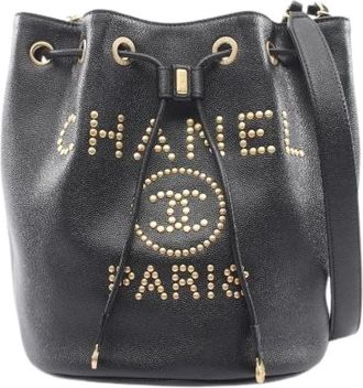 Chanel Pre-owned Bolso de hombro Deauville de piel de becerro granulada - Pre-owned - Mujer - Negro - ONE SIZE