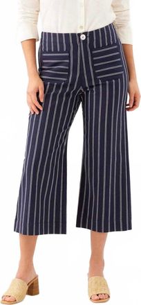 Karen Kane Stripe Cropped Wide-Leg Pants In Navy