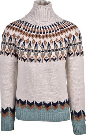 Dondup Beige Wool-Blend Yoke Turtleneck Sweater