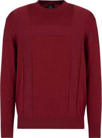 A|X Armani Exchange Trui met ronde hals en jacquarddetails - Heren - Ronde hals truien - Rood - 2XL - Truien & Vesten