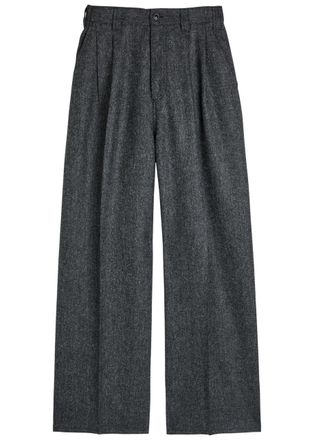 Maison Margiela Wide-leg Wool Trousers - Dark Grey - 38 (UK6 / XS)