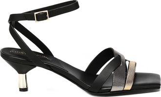 Giuliano Galiano Schoenen, Dames, Zwart, 37 EU, Leer, Zwarte leren open teen sandalen